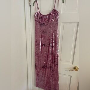 Bardot Pink Spaghetti Strap Slip Dress for Prom